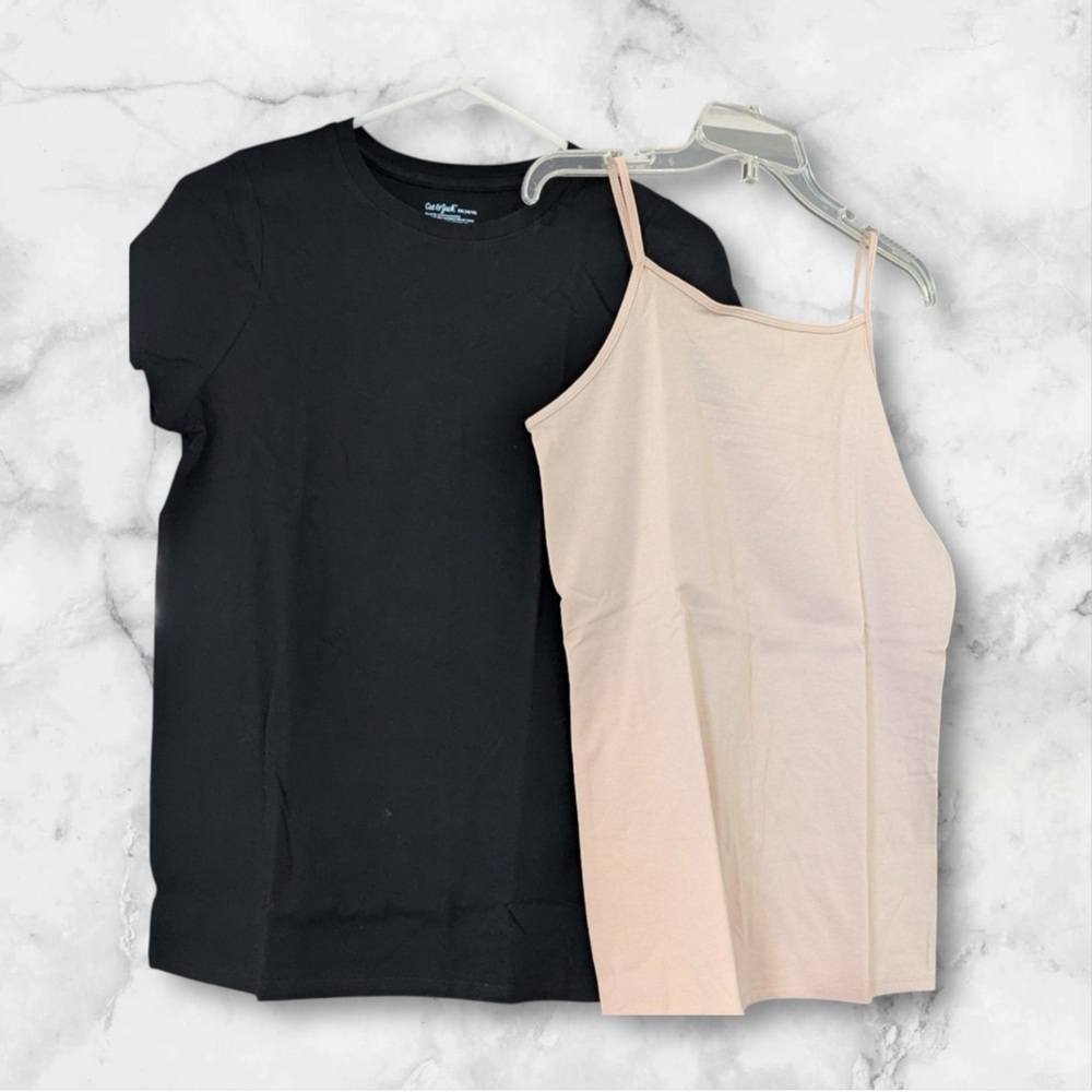 Cat & Jack Black Tee and Cream Tank Set
